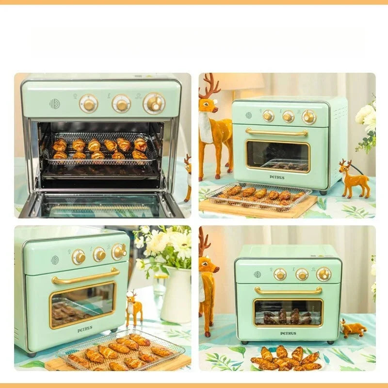 Petrus 20L 220V Electric Oven Air Fryer Multifunctional Intelligent Fermentation Fruit Dryer Home Baking Oven Knob Control Oven
