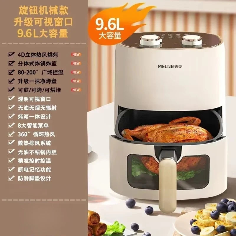 An electric Air Fryer Household No-flip Intelligent Non-stick Pan Visible Liner Fully Automatic Large Capacity