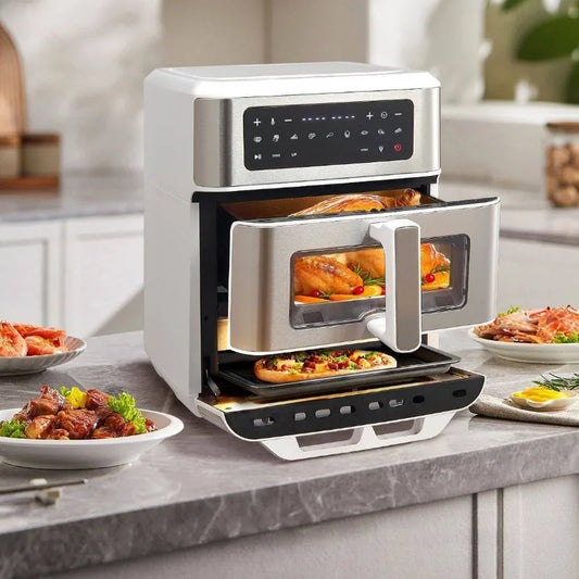 A Double-layer visual air fryer new three-dimensional double compartment multi-functional no-turning electric oven for home use