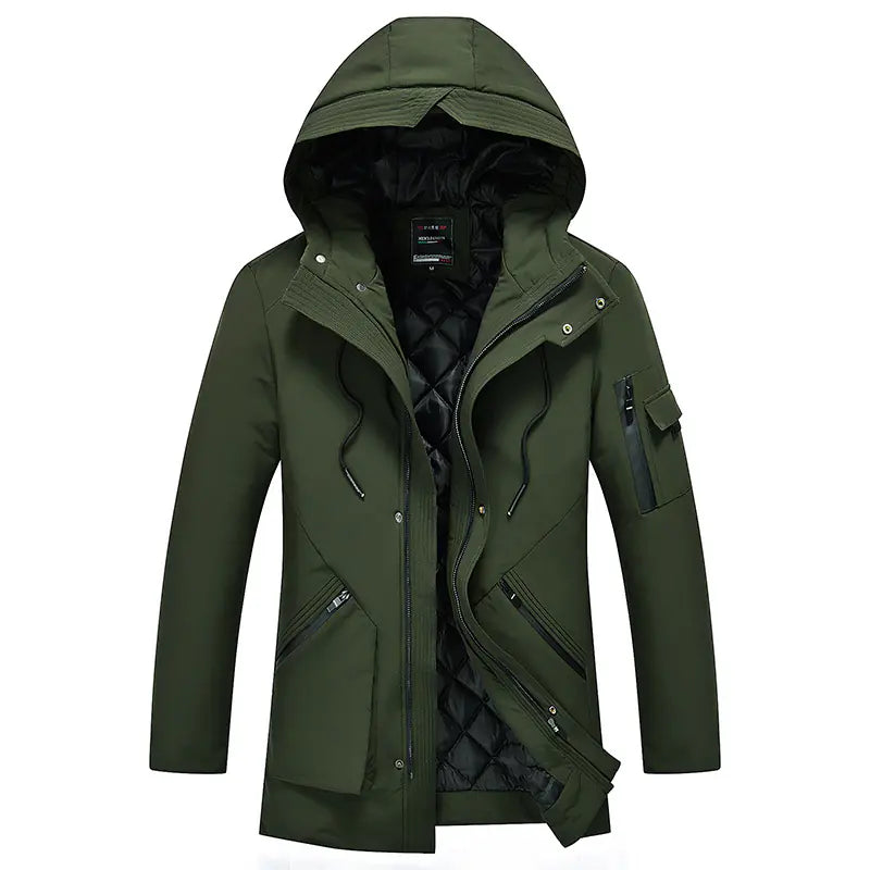 Thick Long Hooded Cotton Jacket for Men