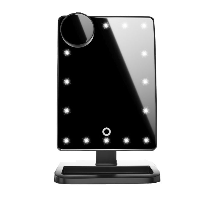 Touch Screen Makeup Mirror With 20 LED Light & Bluetooth Music Speaker