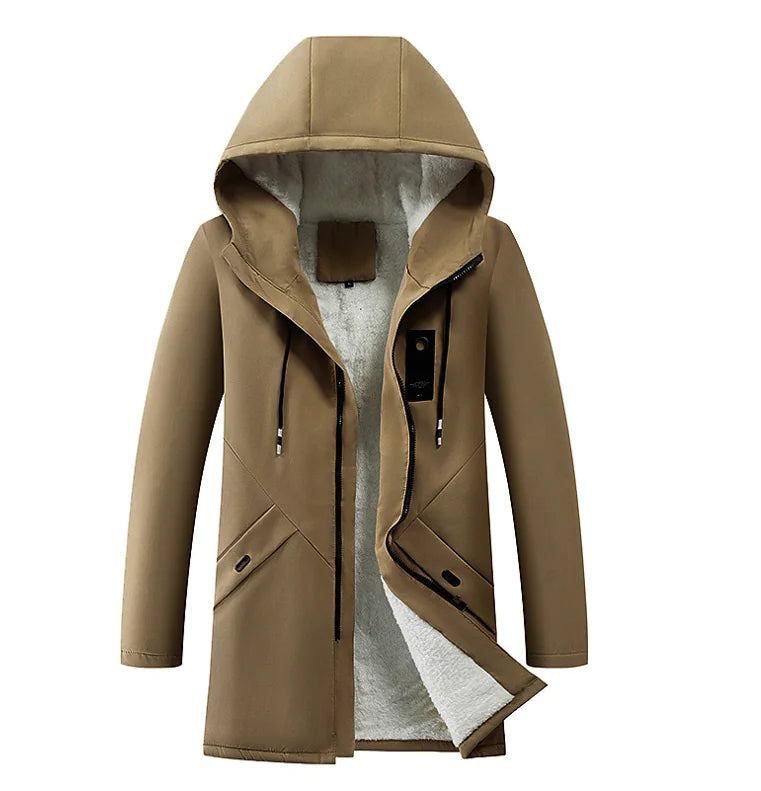 Thick Long Hooded Cotton Jacket for Men