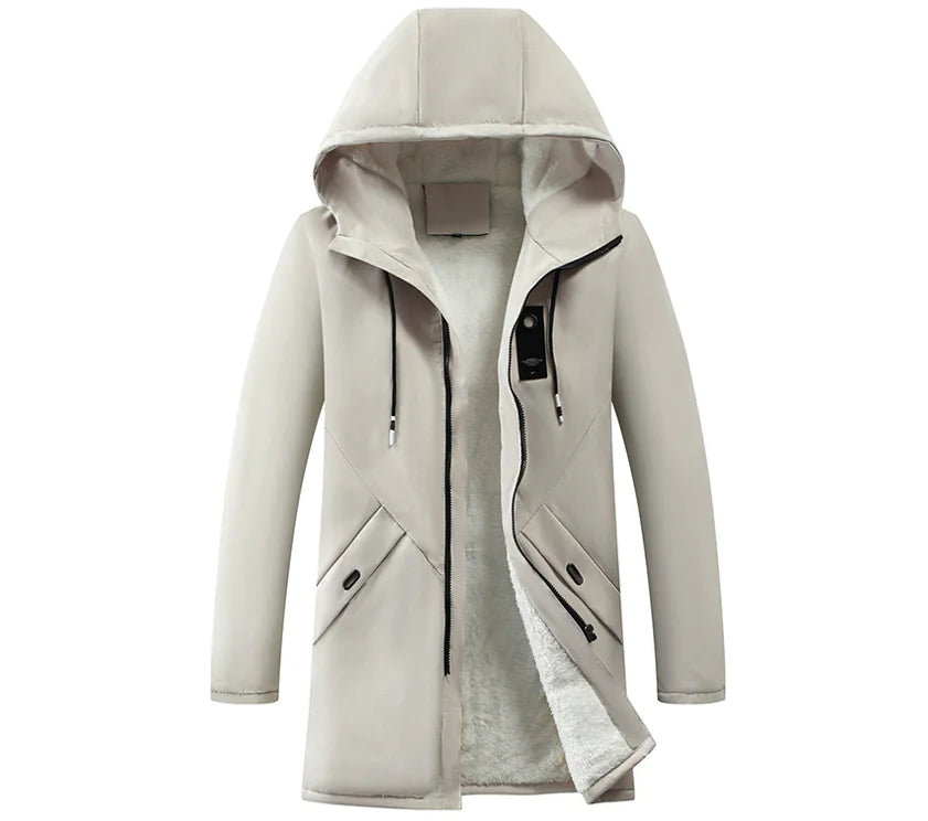 Thick Long Hooded Cotton Jacket for Men