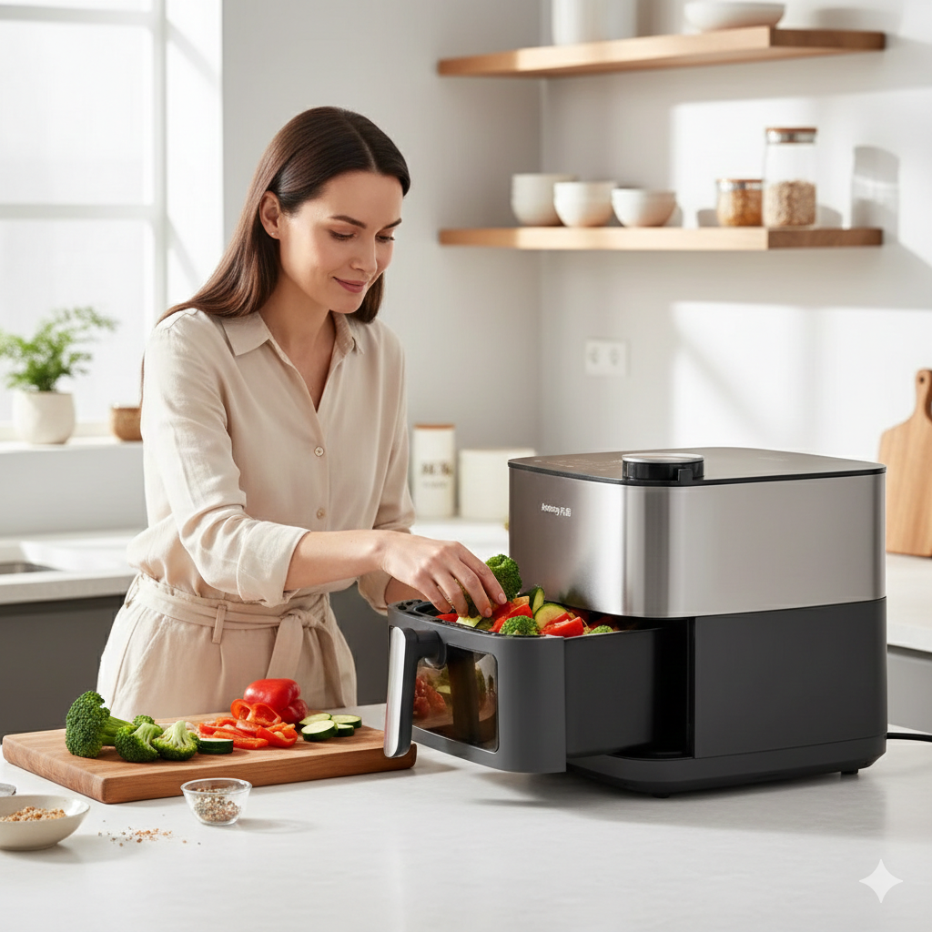 A air fryer new large-capacity household double heat source no-turning visual electric fryer electric oven cooking machine