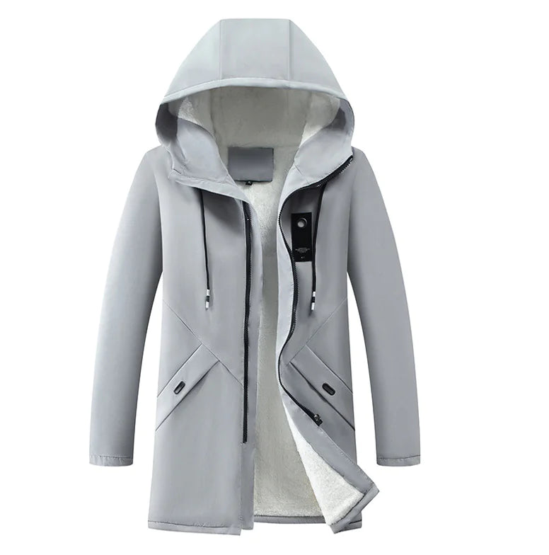 Thick Long Hooded Cotton Jacket for Men