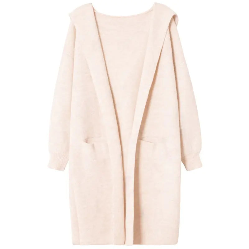 Long Hooded Knit Sweater Coat