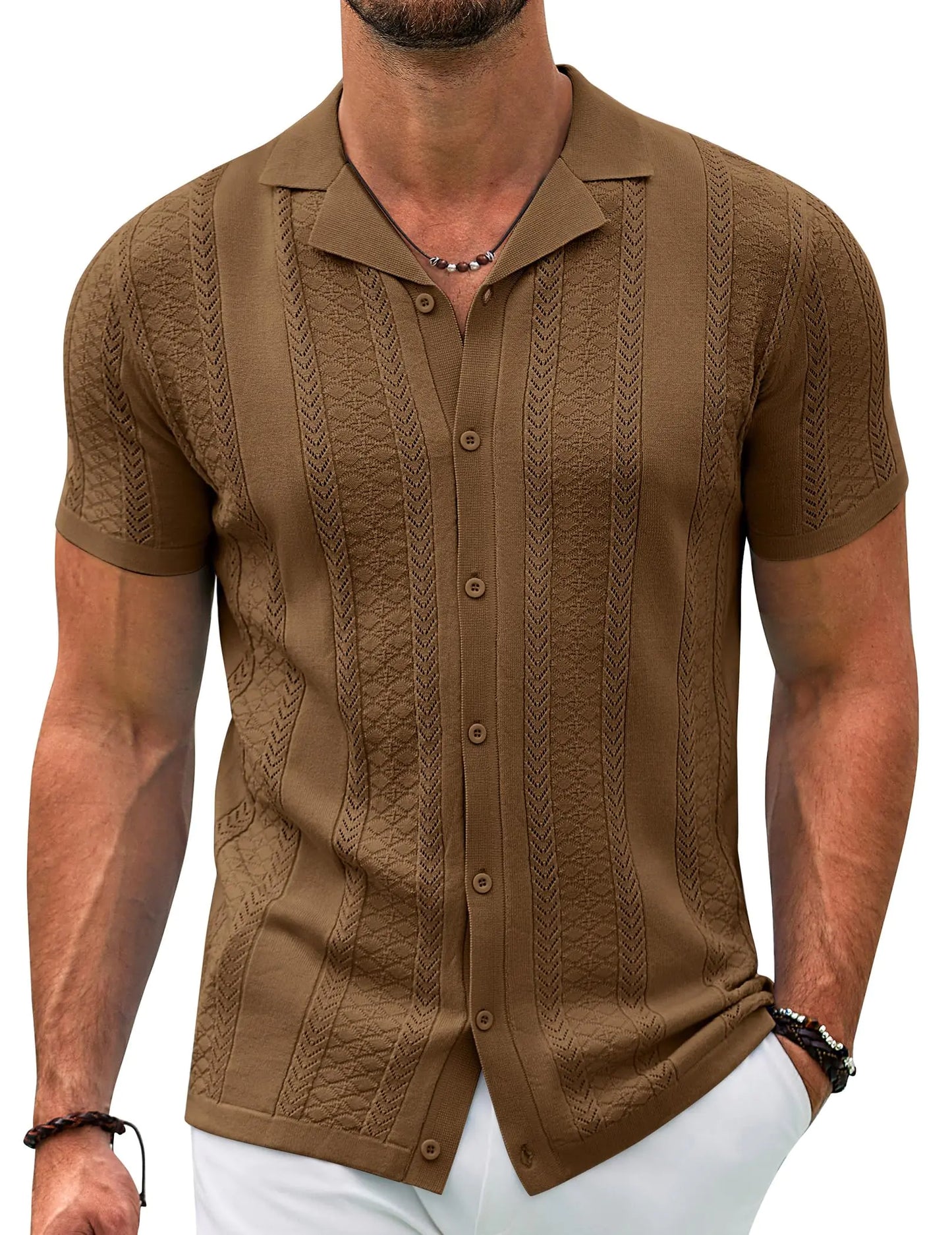 COOFANDY Vintage Contrast Shirt for Men
