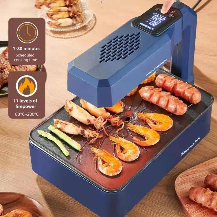 Electric Oven for Home Use with Infrared Grilling, Non-stick Baking Tray Quick Bake Smokeless At 360°，Touch Screen Mode