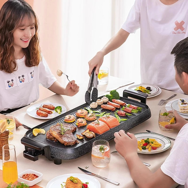 Household smokeless barbecue plate electric baking and frying integrated non-stick easy to clean family dinner artifact