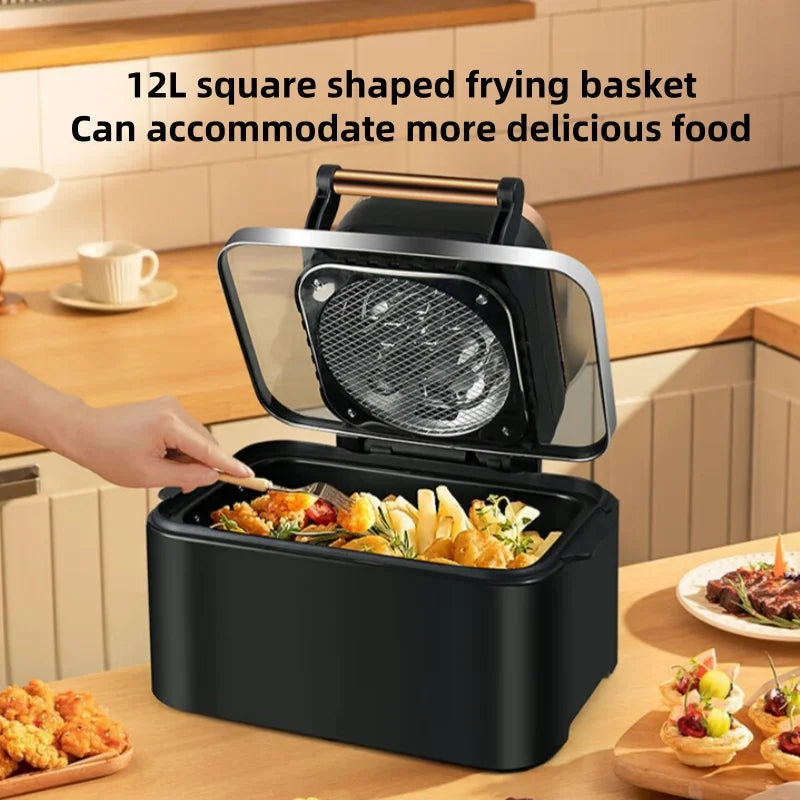 An Automatic Air Fryer 12L Large Capacity Home Visual Fryer Multifunctional Smokeless Oil-free Electric Fryer Non-Stick