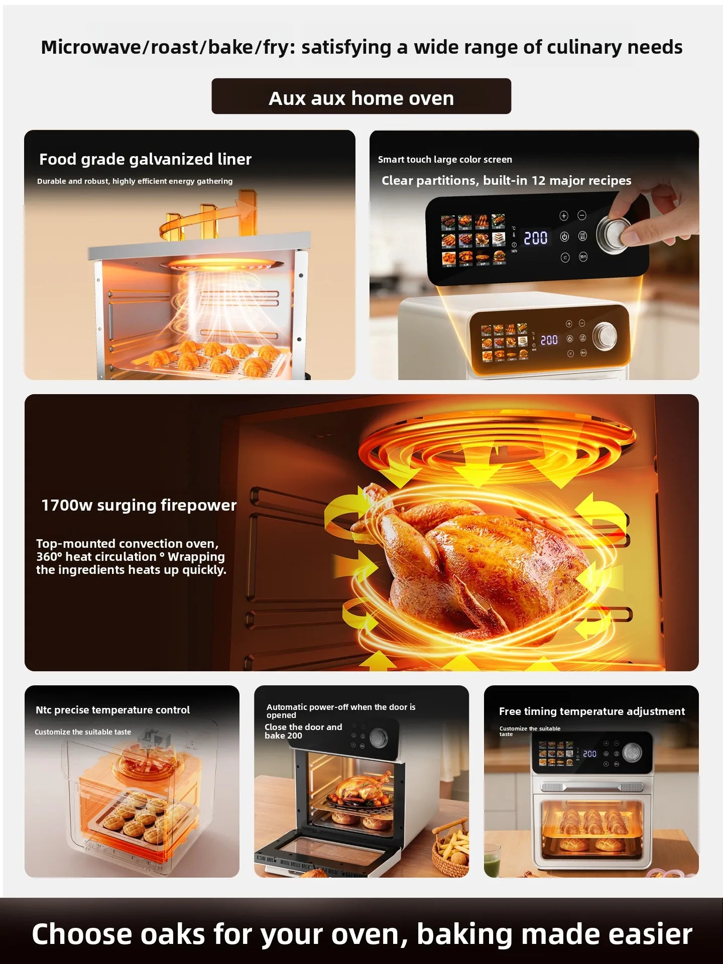 A New Model Electric Oven with Air Steam Baking Function Small Home Use Multifunctional Microwave Oven, and Three-in-One Oven