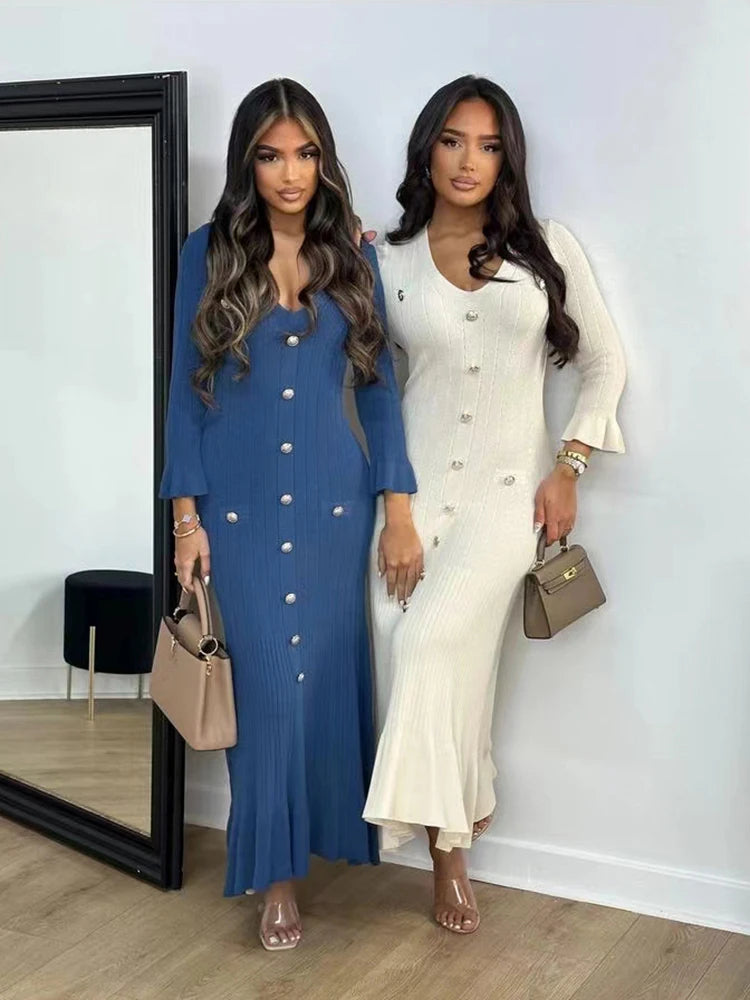 Elegant Knitted Long Dress