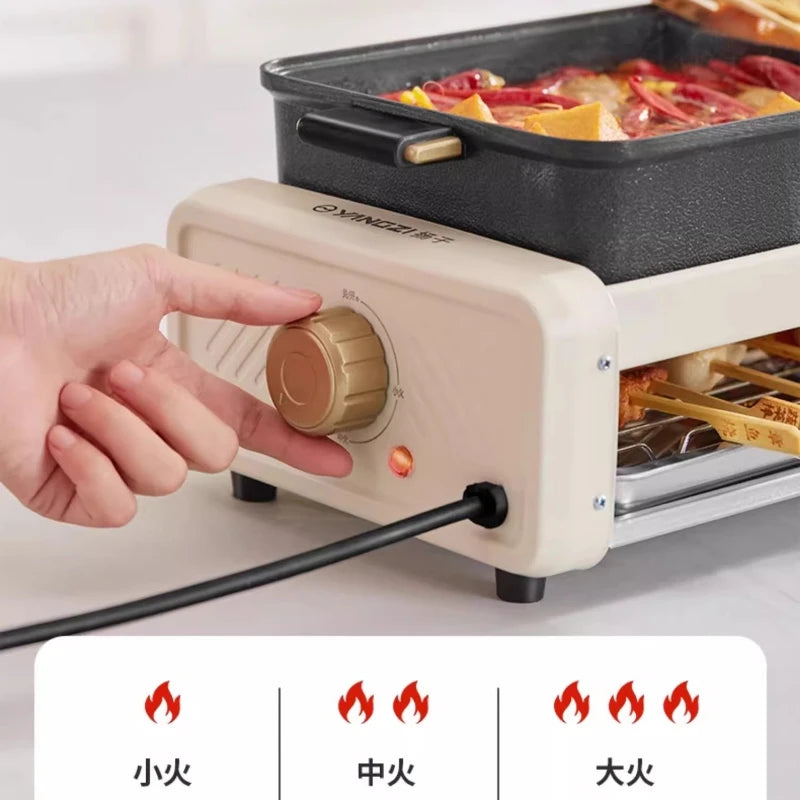 Electric barbecue grill household large-capacity electric hot pot multi-functional indoor smokeless skewer machine