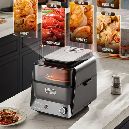 A Smart Multifunctional Air Fryer with Visual Window No Flip Oil Free Cooking Holographic Touch Screen for Home Kitchen Use