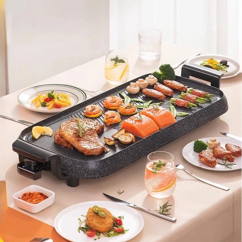 Household smokeless barbecue plate electric baking and frying integrated non-stick easy to clean family dinner artifact