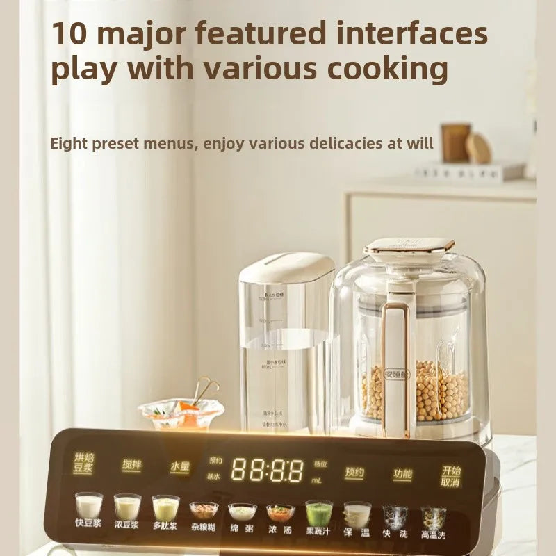 A Large Capacity High Speed Blender with 1.5L Water Tank, Automatic Low Noise Household Juicer Soy Milk Maker