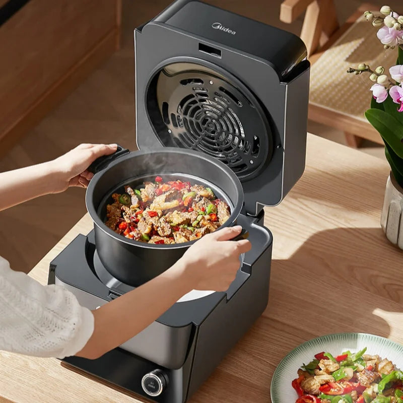 A Smart Multifunctional Air Fryer with Visual Window No Flip Oil Free Cooking Holographic Touch Screen for Home Kitchen Use