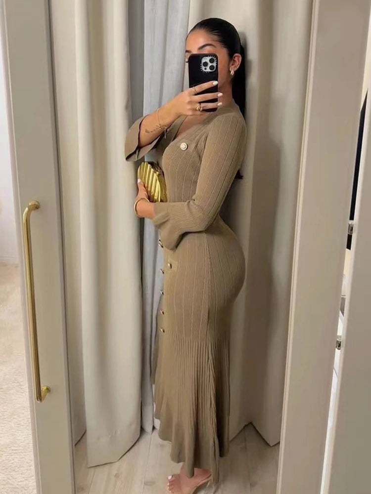 Elegant Knitted Long Dress