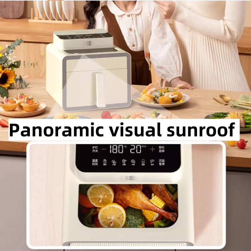 A Visual Large Capacity Air Fryer with Automatic Flip-Free Metal Inner Cavity for Home Use,Microcomputer NTC Core Control