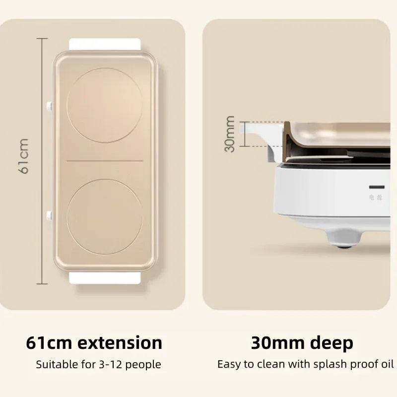 A Multiple Functions Electric Oven ,Non Stick Coating 61cm Large Baking Tray, Independent Temperature Control Barbecue