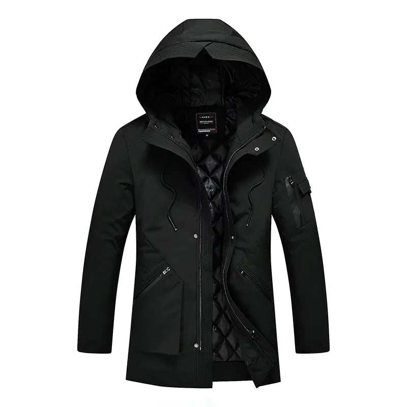 Thick Long Hooded Cotton Jacket for Men