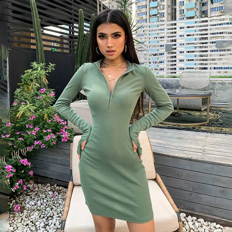 High-neck Long-sleeved Dress for Women - Autumn Style