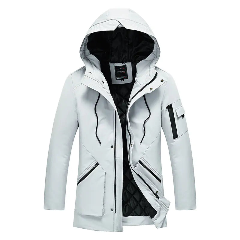 Thick Long Hooded Cotton Jacket for Men
